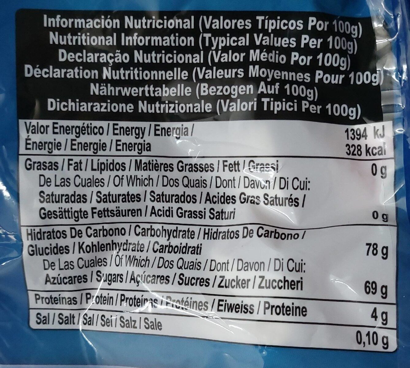 Marshmallow - Tableau nutritionnel