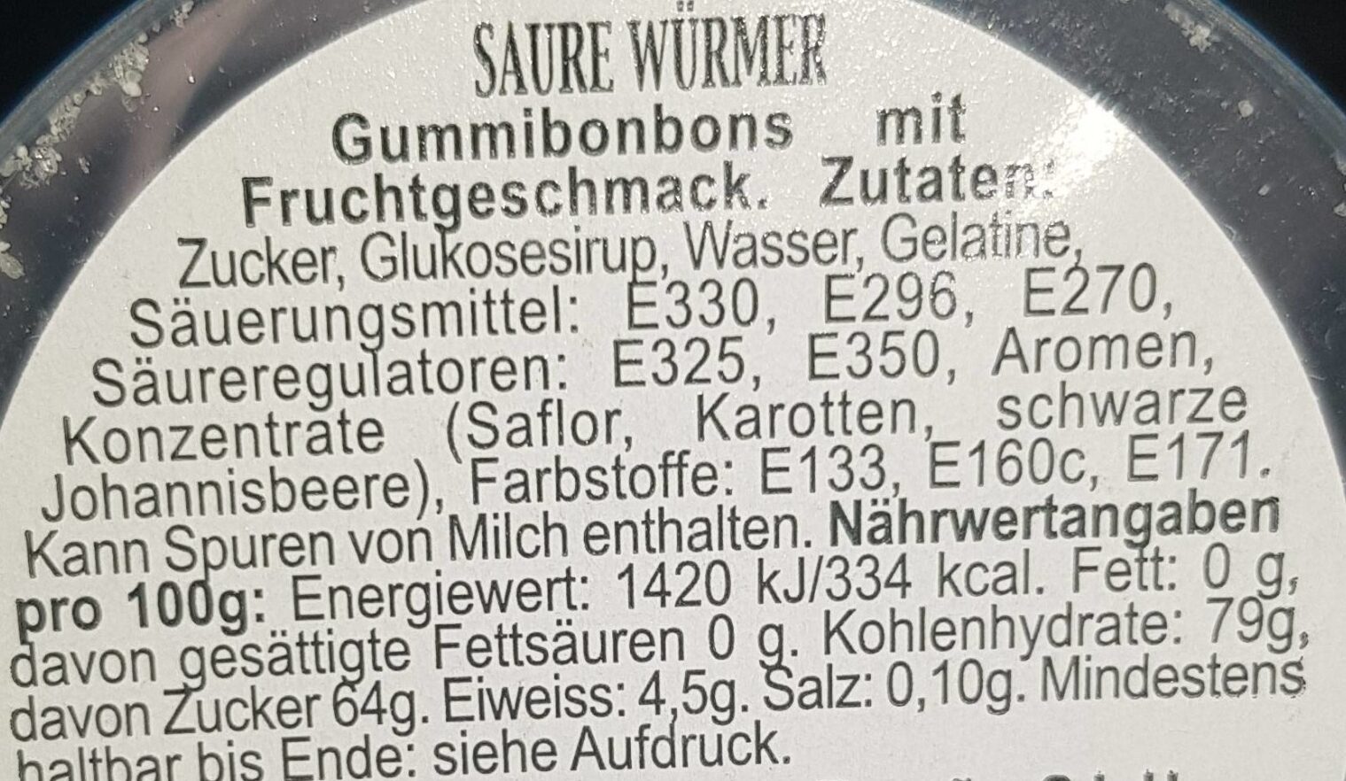 Saure würmer - Ingredienti - de