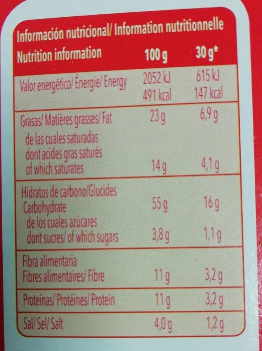 Top corn - Información nutricional - fr