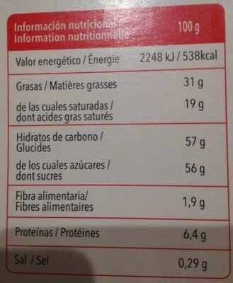 boolies - Nutrition facts - es