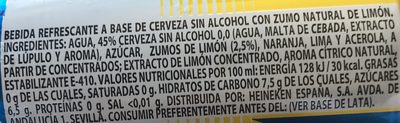 Radler cerveza rubia sin alcohol con zumo natural de limón - Ingredients