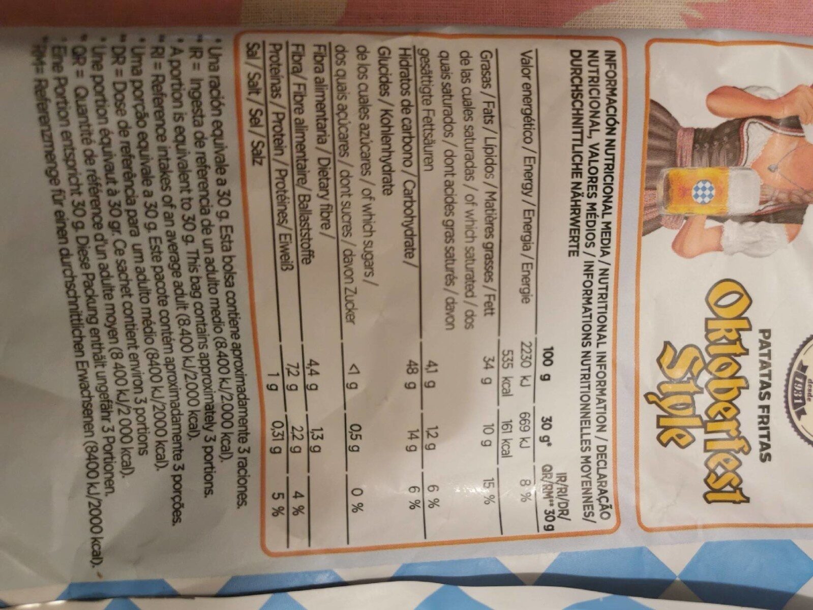 Patatas fritas Oktoberfest style - Nutrition facts - es