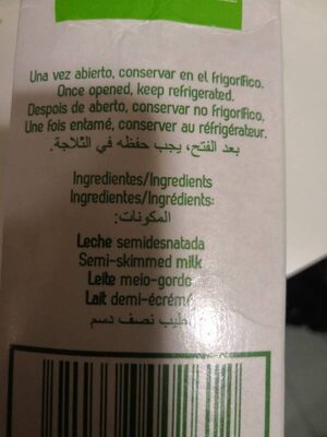 Leche semidesnatads - Ingredientes