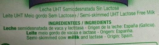 Leche semidesnatada sin lactosa - Ingredients - es