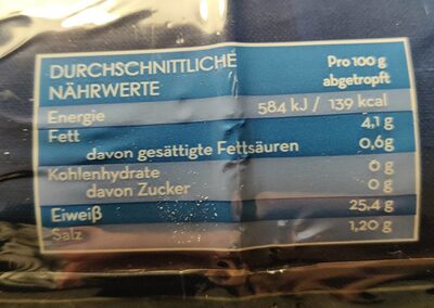 Thunfisch Filets in Sonnenblumenöl - Nutrition facts