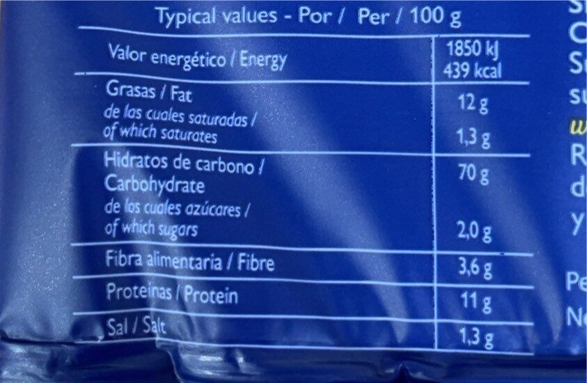 Crackers - Nutrition facts - es