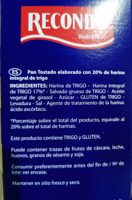 Hogaza Integral - Ingredients - es