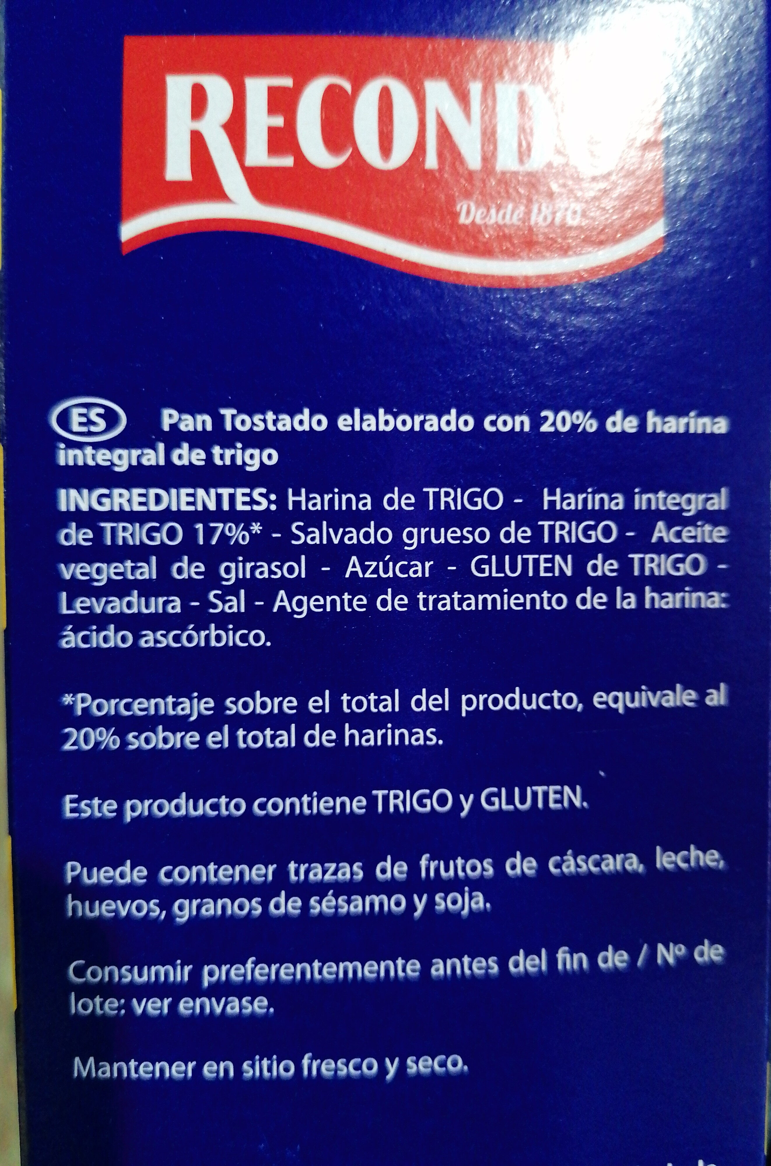 Hogaza Integral - Ingredients - es
