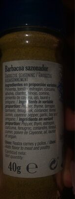 Sazonador Barbacoa - Informació nutricional - es