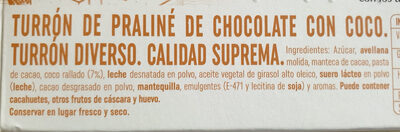 Turrón de chocolate y coco - Ingredients - es