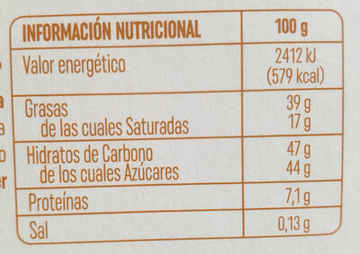 Turrón de chocolate y coco - Informació nutricional - es