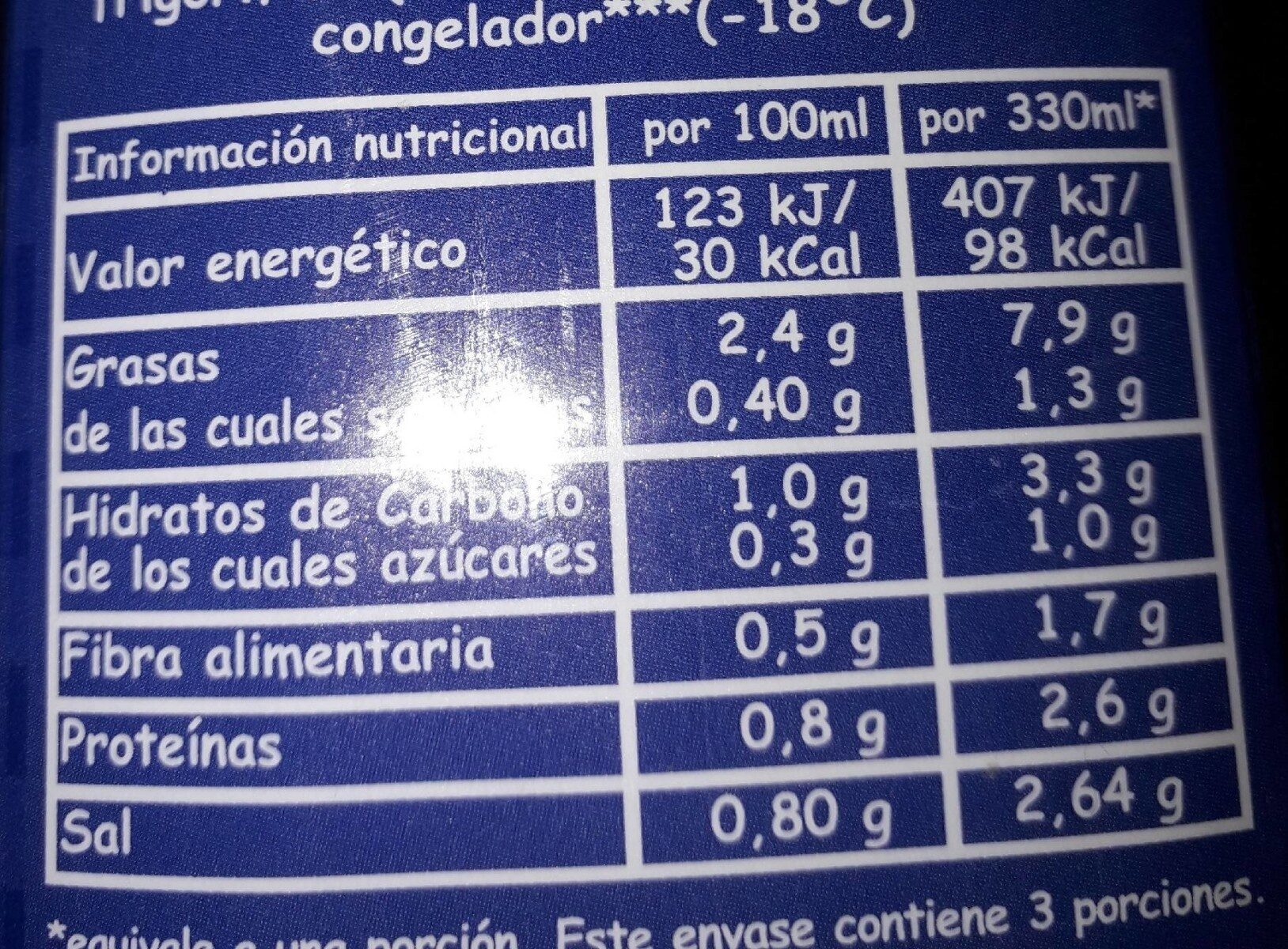 CALDO PAELLA - Tableau nutritionnel - en