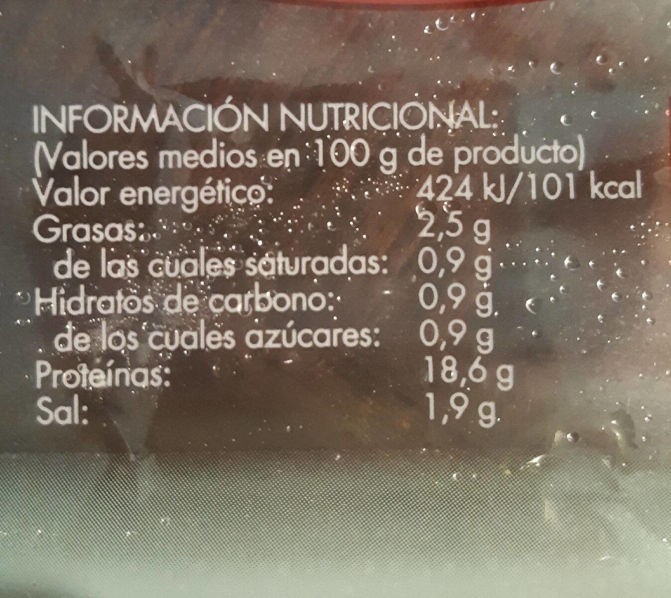 Jamón cocido extra finas lonchas - Tableau nutritionnel