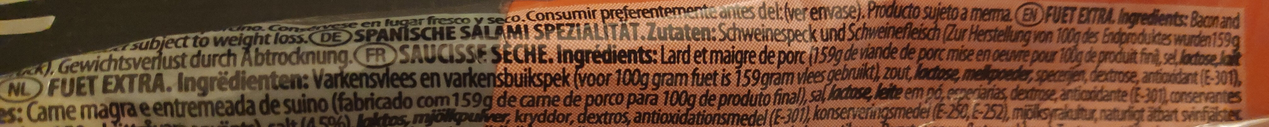Argal Fuet Tradición - Ingredients - nl