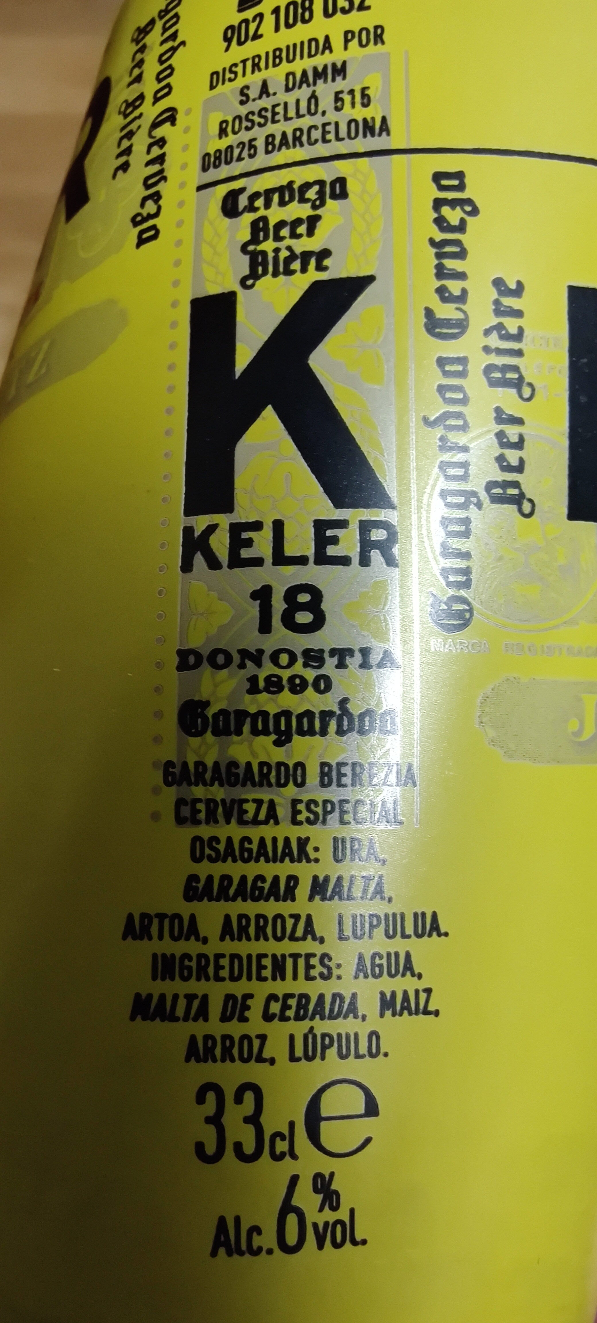 Cerveza Keler - Ingredients - es