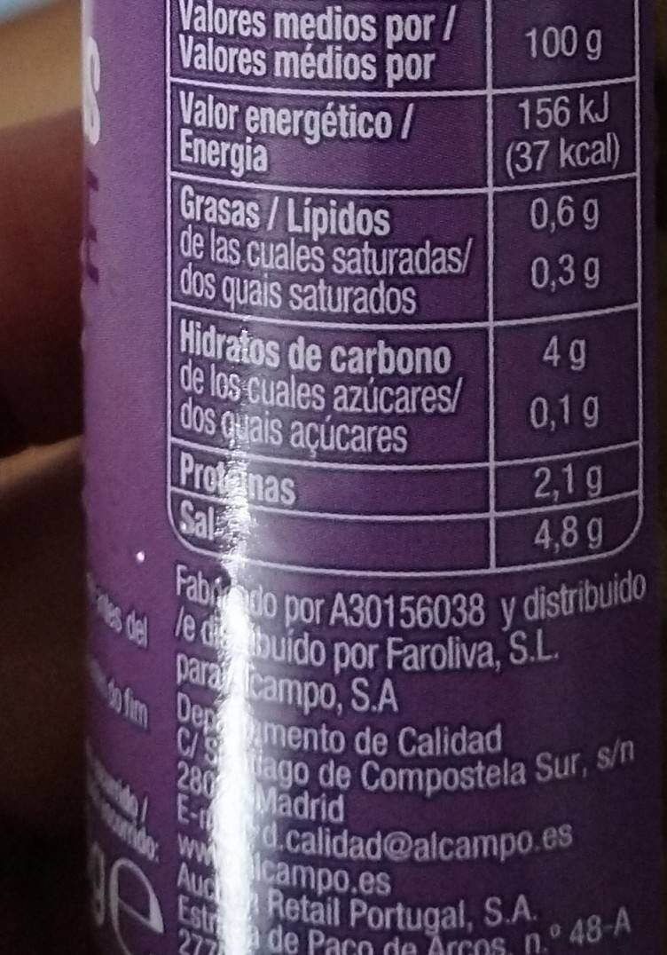 Alcaparras - Tableau nutritionnel - es