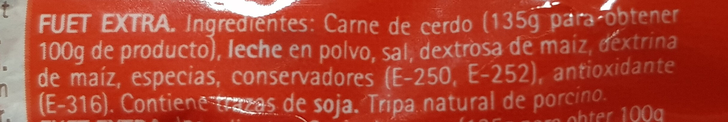 Fuet Casero Duplo El Pozo - Ingredients - es