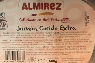 Jamon cocido extra - Informació nutricional - es