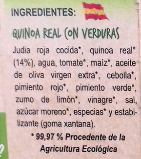 Quinoa Real con verduras - Ingredients - es