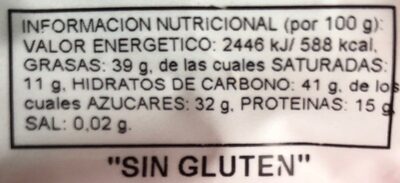 Cacahuetes con chocolate - Información nutricional