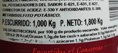 Banderillas picantes - Nutrition facts - fr