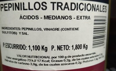 Pepinillos tradicionales - Nutrition facts - es