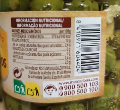 Aceitunas chupadedos - Nutrition facts - es