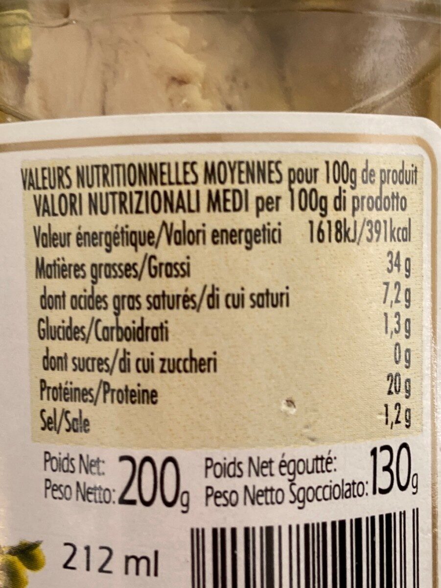 Thon Albacore à l'huile d'olive - Nutrition facts - fr