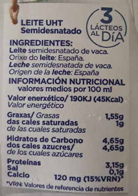Leche de pastoreo semidesnatada - Ingredients - es