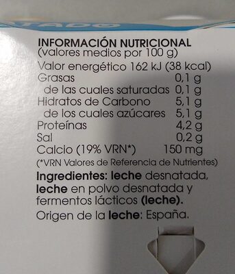 Yogur desnatado Larsa - Nutrition facts - es