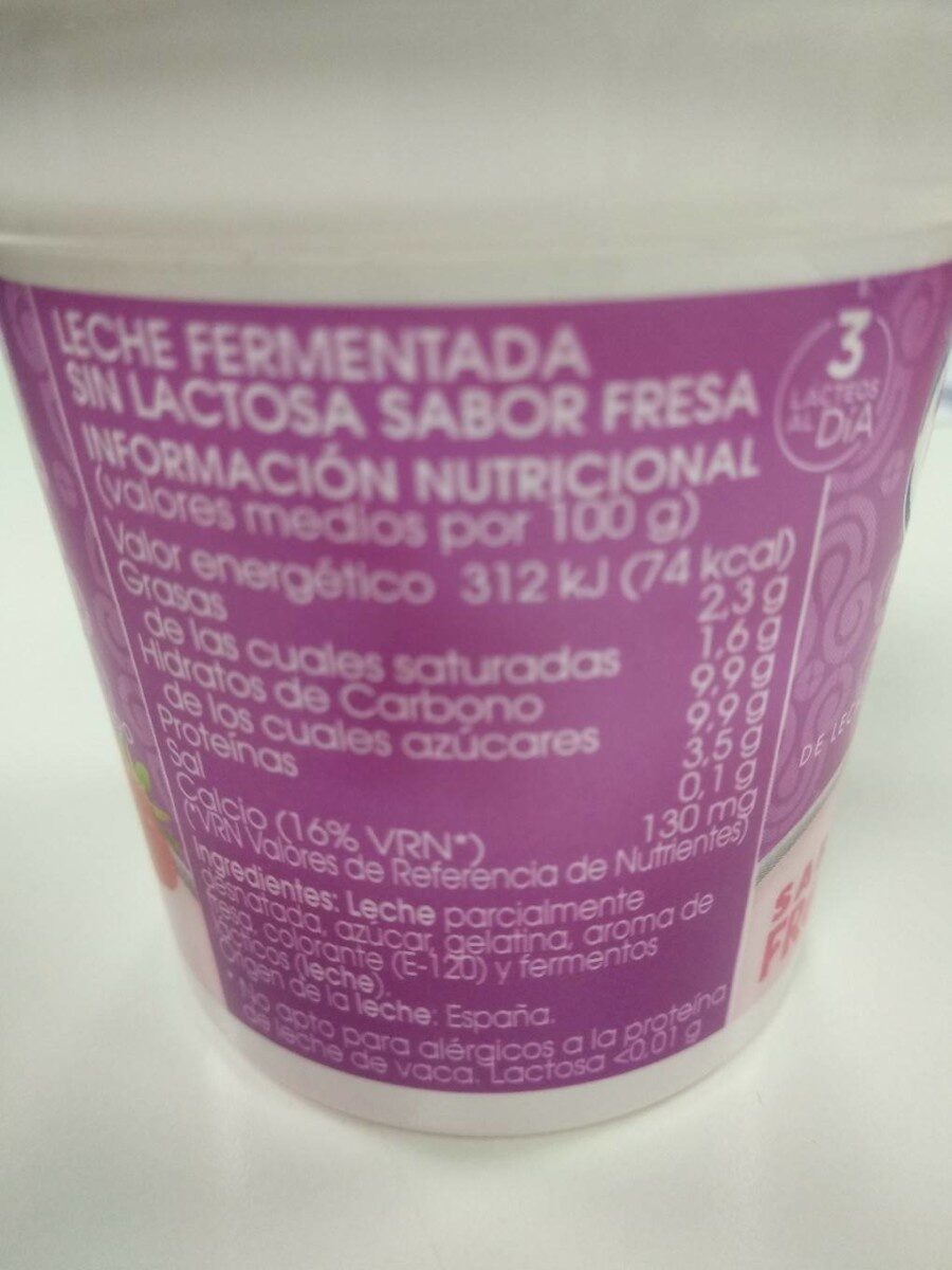 Yogur sin lactosa sabor fresa - Nutrition facts - es