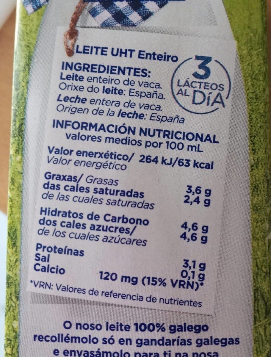 Leche larsa entera - Nutrition facts - es