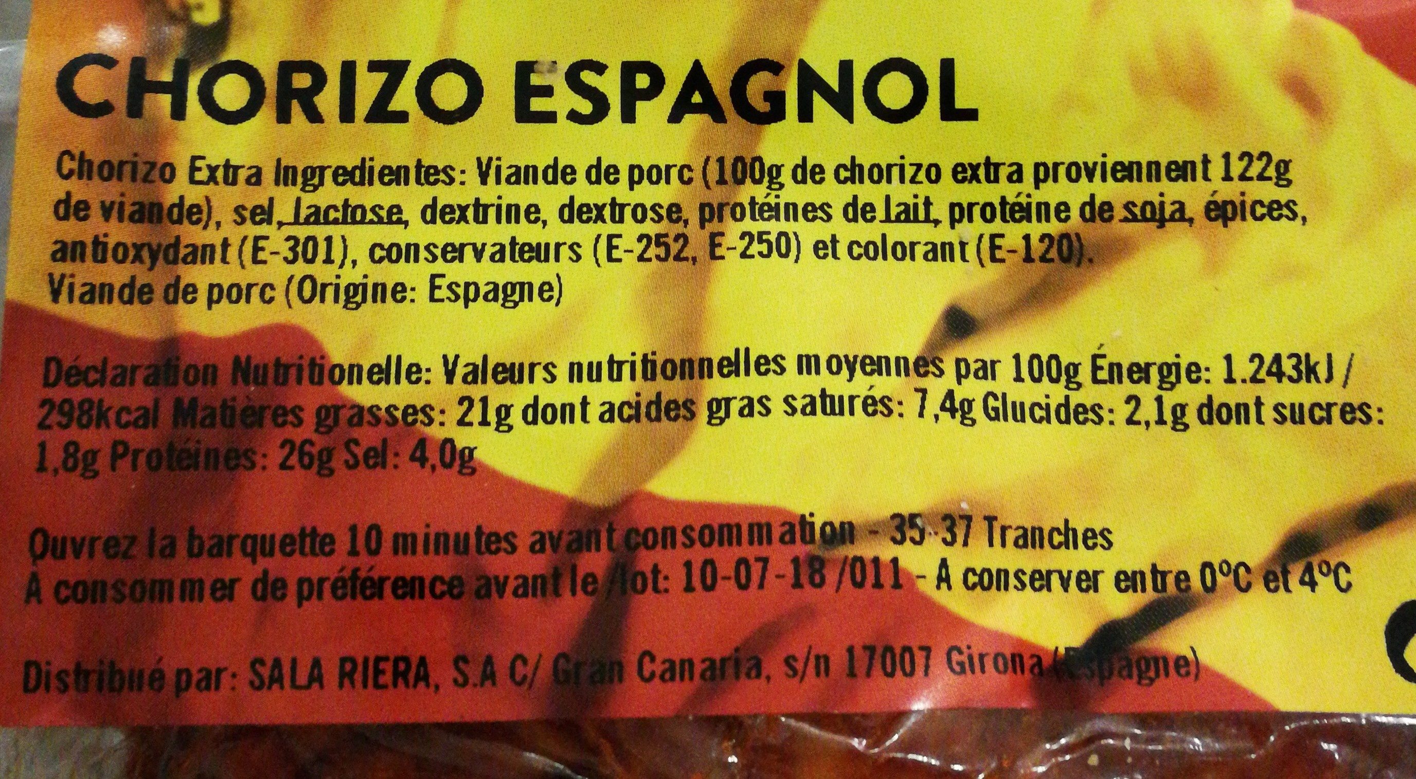 Chorizo Tapas - Ingredients - fr