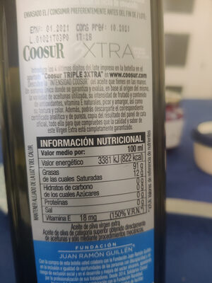Origen aceite de oliva virgen extra Selección Especial Cooperativa botella 1 l - Ingredientes
