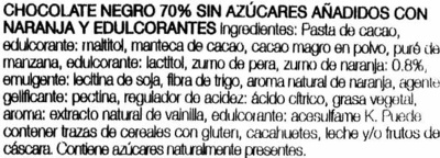 Chocolate negro con naranja edulcorado 70% cacao - Ingredients