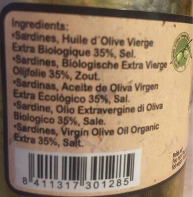 PESASUR Sardines à l'huile d'olive vierge extra biologique - Ingrédients - en