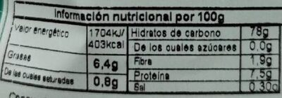 Rollos con naranja - Informació nutricional