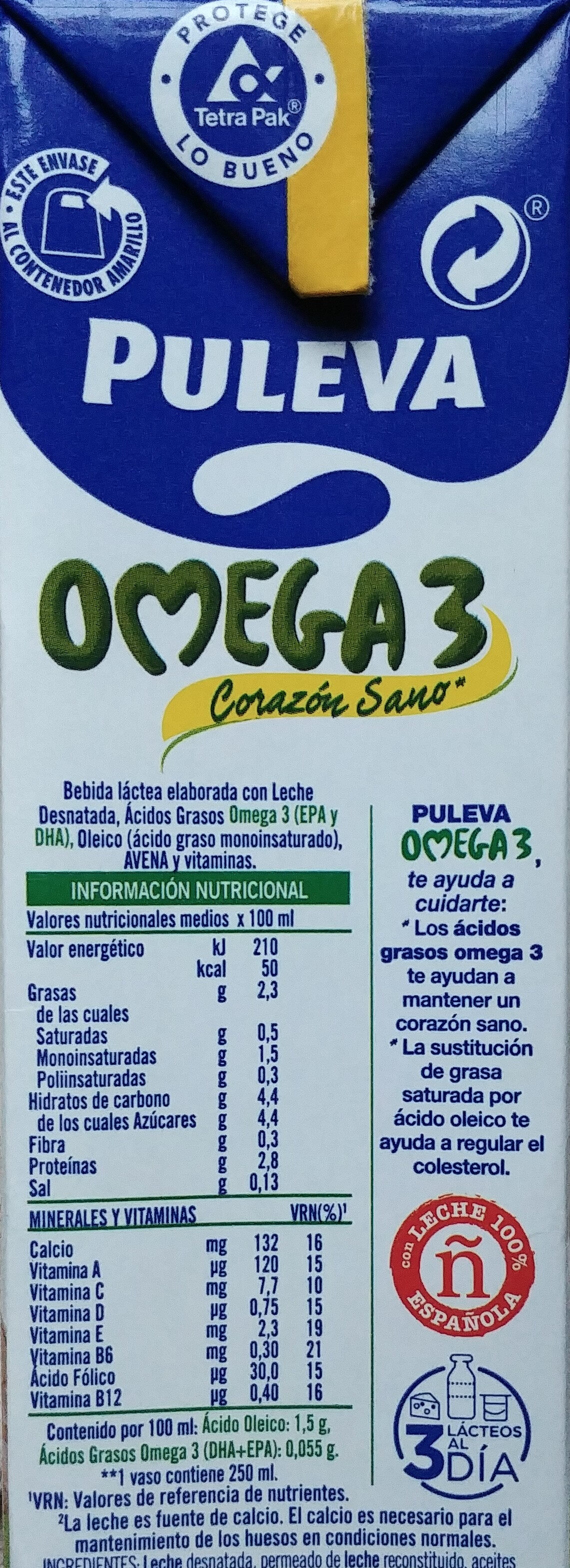 Preparado Lácteo Omega 3 Con Avena 1L - حقائق غذائية - es