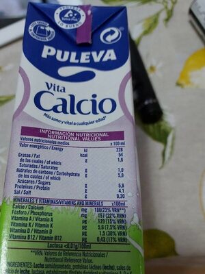 Leche semidesnatada calcio sin lactosa - حقائق غذائية - es
