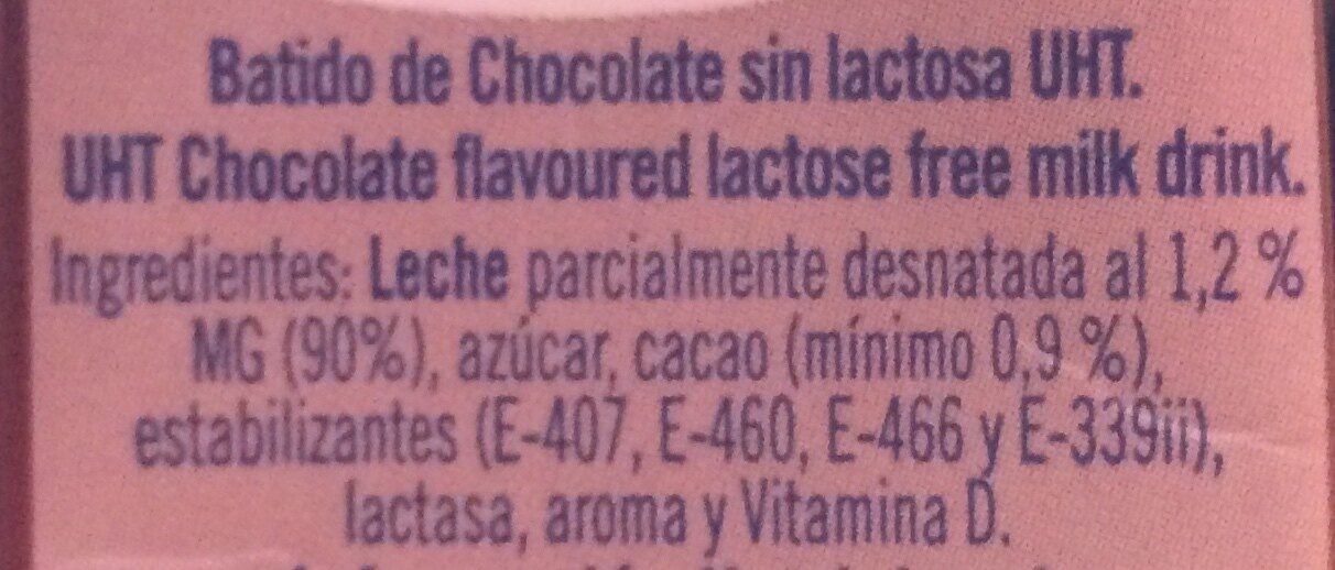 Batido de chocolate sin lactosa - المكونات - es