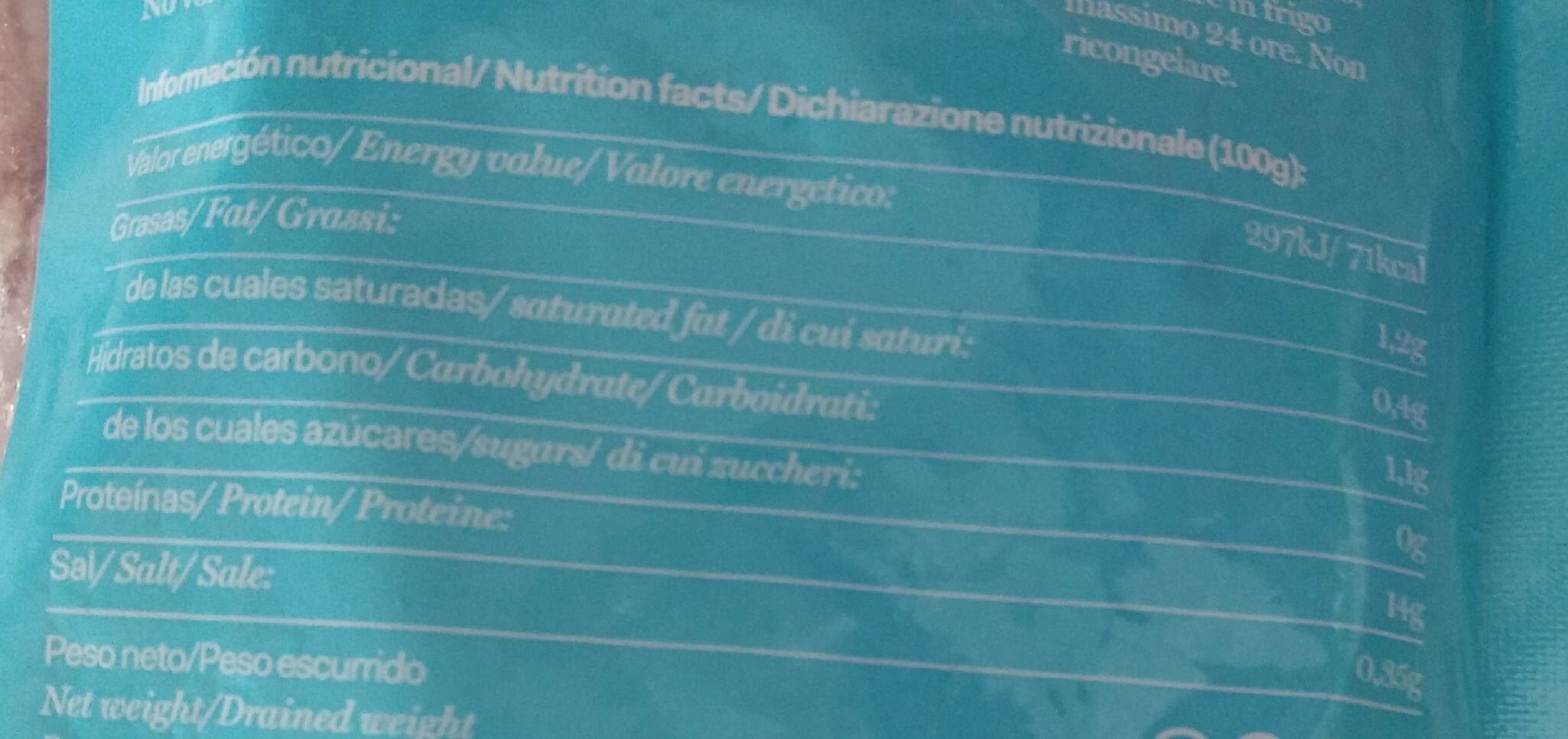 Calamar entero - Nutrition facts - es