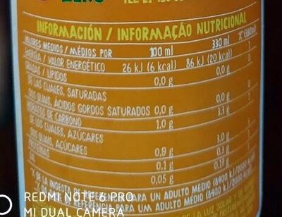 Trina naranja zero - Información nutricional