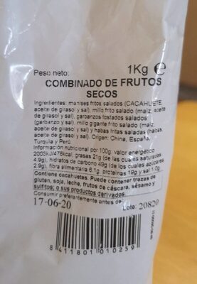 Frutos secos - Nutrition facts - es