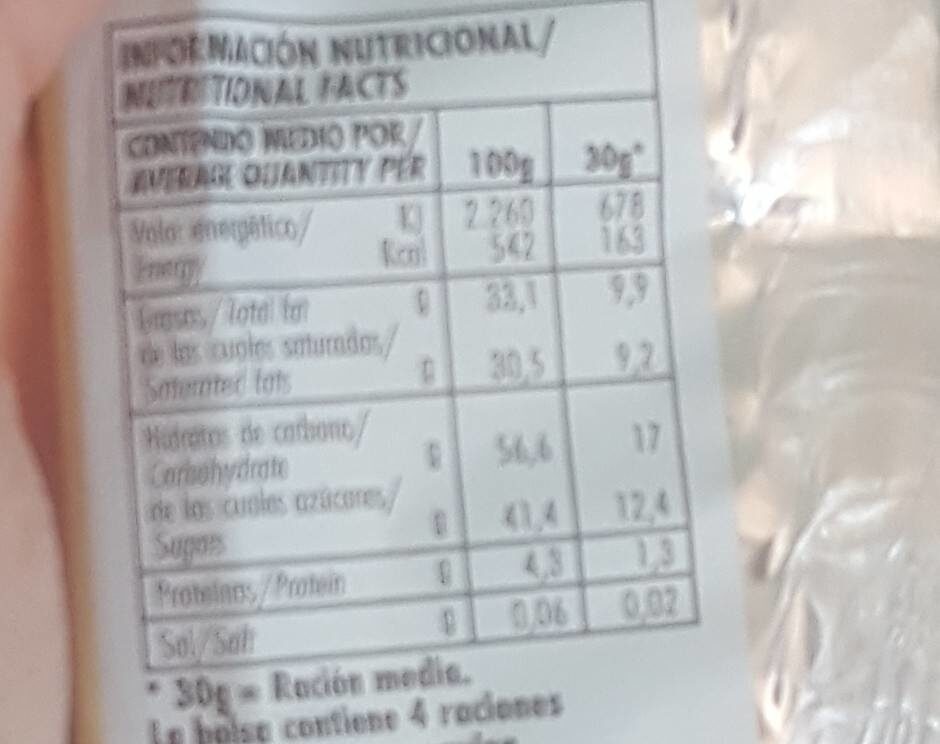 Palomitas recubiertas de chocolate negro Sin Gluten envase 120 g - Información nutricional - fr
