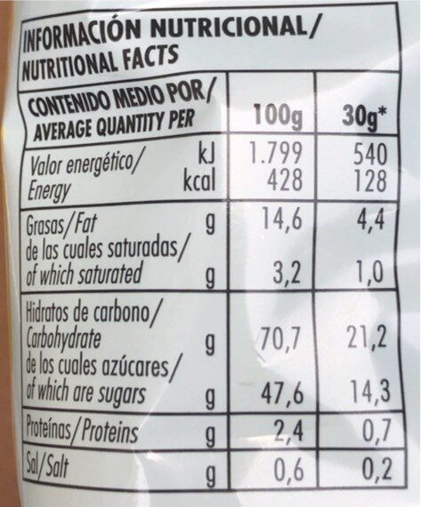 Palomitas Caramelo - Información nutricional