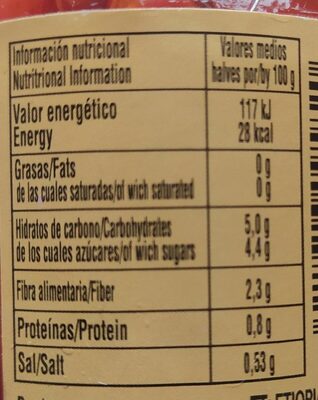 Pimientos del Piquillo enteros extra - Nutrition facts