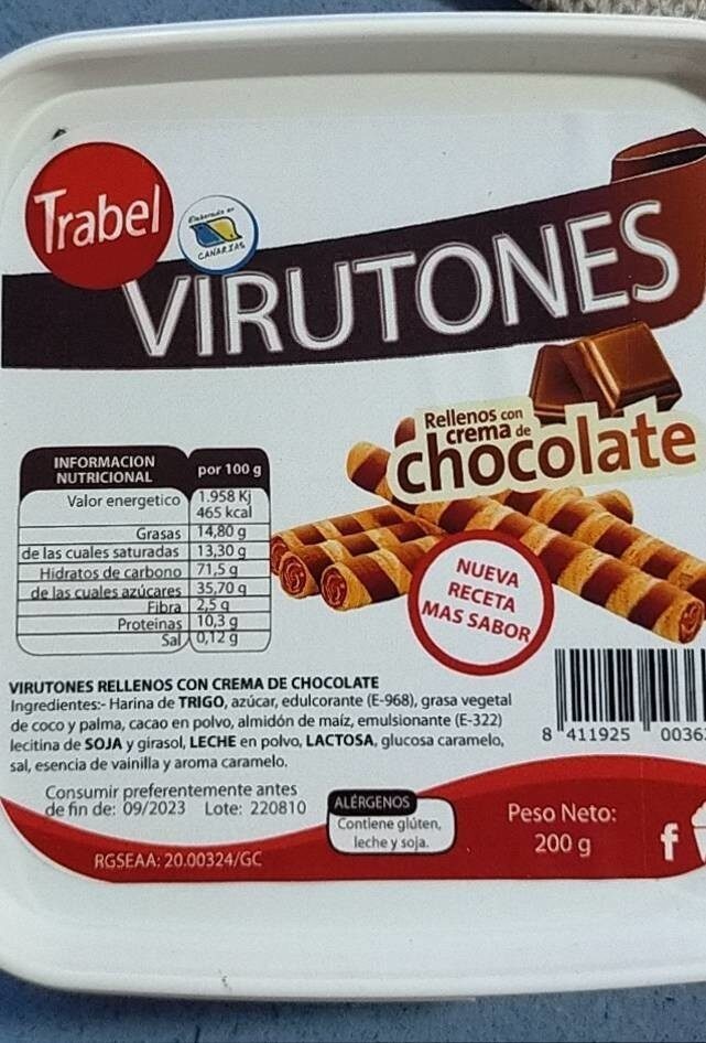Virutones rellenos de chocolate - Producto