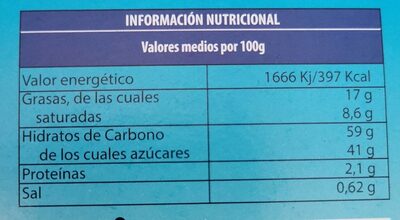 Hojaldres - Informació nutricional