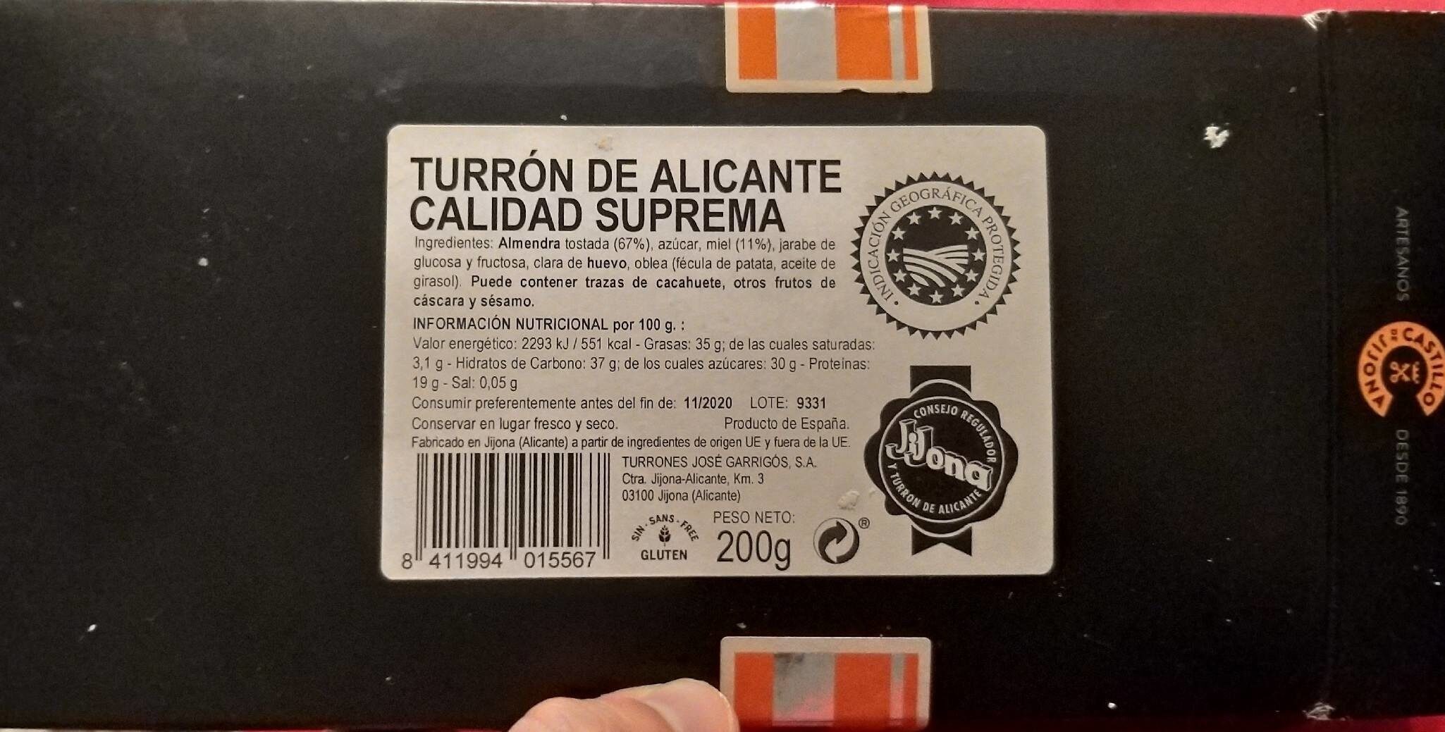 Turrón de Alicante Calidad Suprema - Producto
