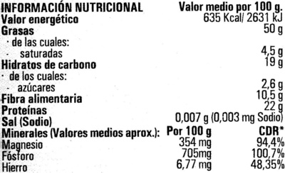 Semillas de girasol ecológicas - Informació nutricional - es